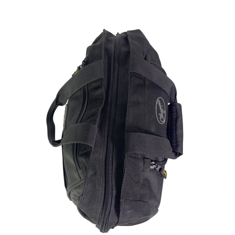 Olympia Sports Plus Rolling Tote Bag Travel Bag Black Canvas Retractable Handle